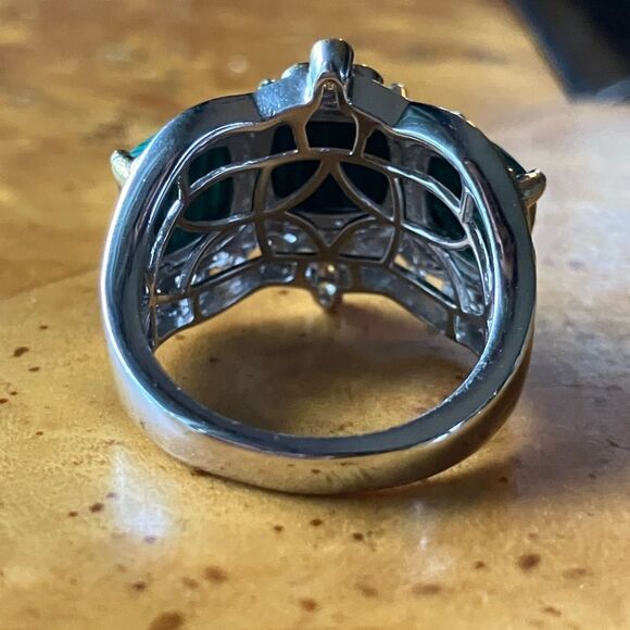Natural Malachite Sterling Silver Ring Size 6 - Picture 4 of 8